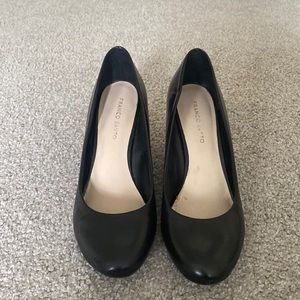 Franco Sarto black leather wedges size 10